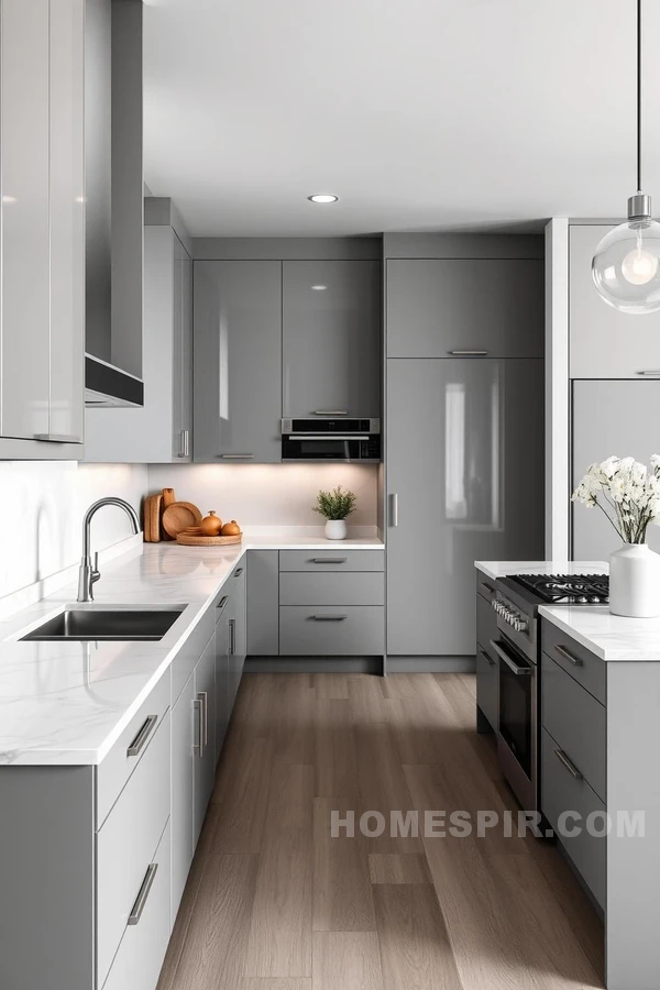 Luxury Shine in Monochrome Kitchen