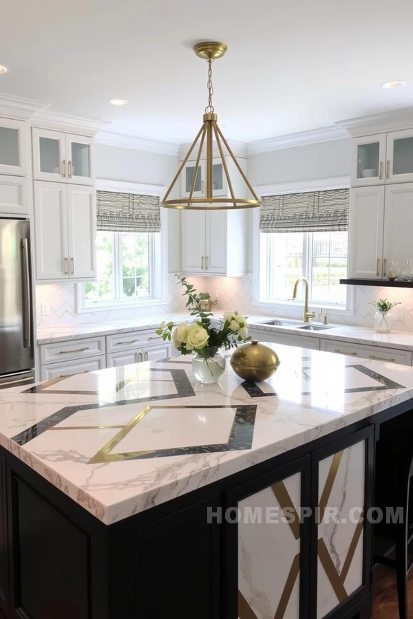 Marble and Gold Geometric Kitchen Centerpiece