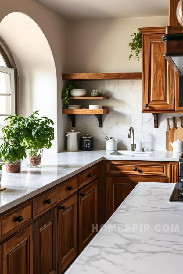 Marble Countertops in Tuscan Kitchen