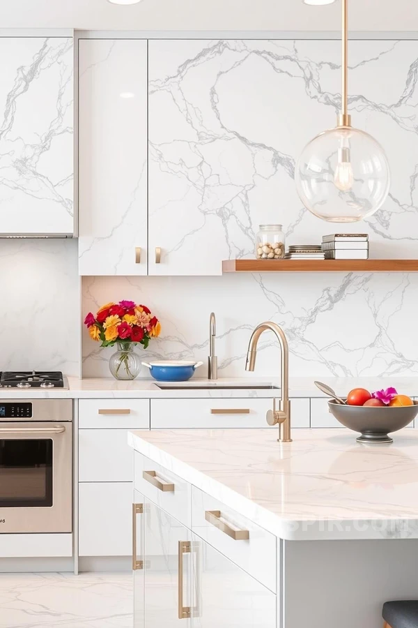 Marble Elegance in Glamorous Kitchen Design