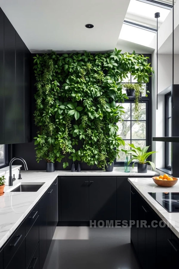 Marble Elegance with Lush Tropical Plants