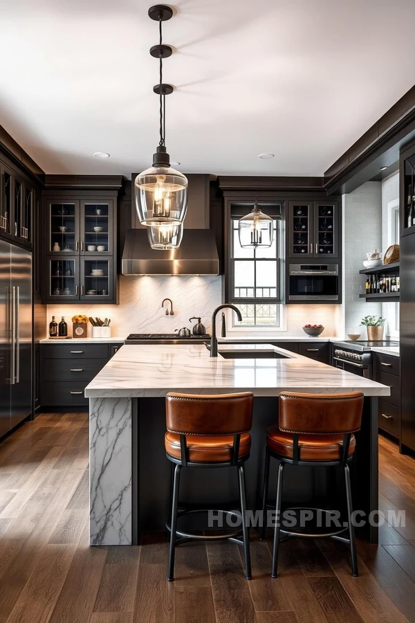 Marble Island Highlights Luxurious Industrial Kitchen