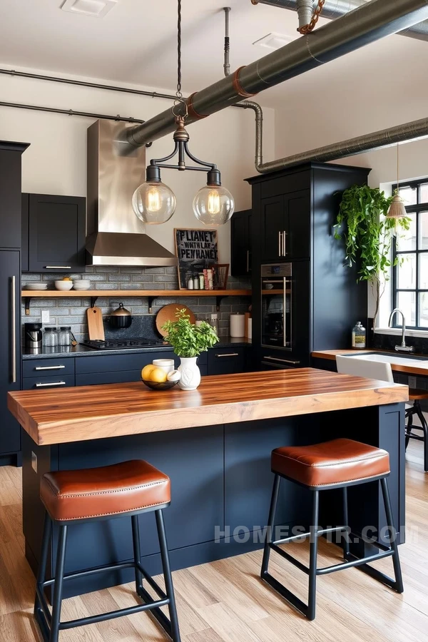 Matte Black Cabinets and Metal Accents Kitchen