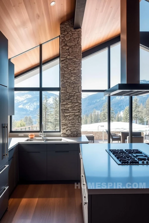 Matte Finish Cabinets in a Mountain Setting