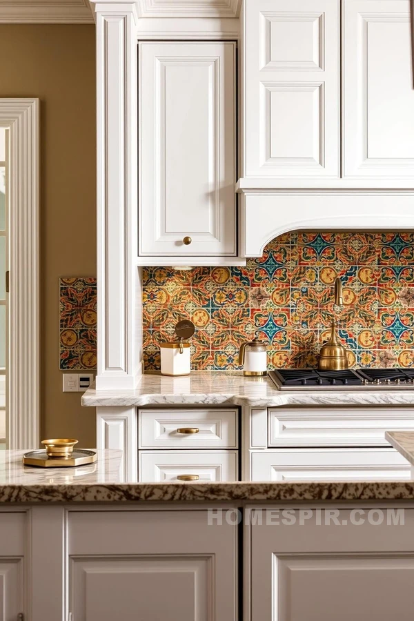 Mediterranean Art in Kitchen Mosaic Tile Backsplash