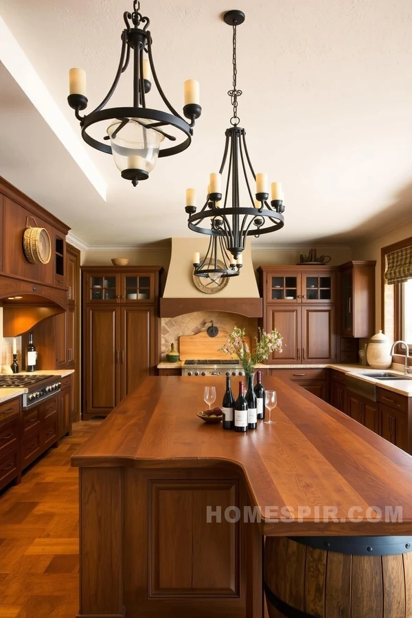 Mediterranean Kitchen with Wine Barrel Decor