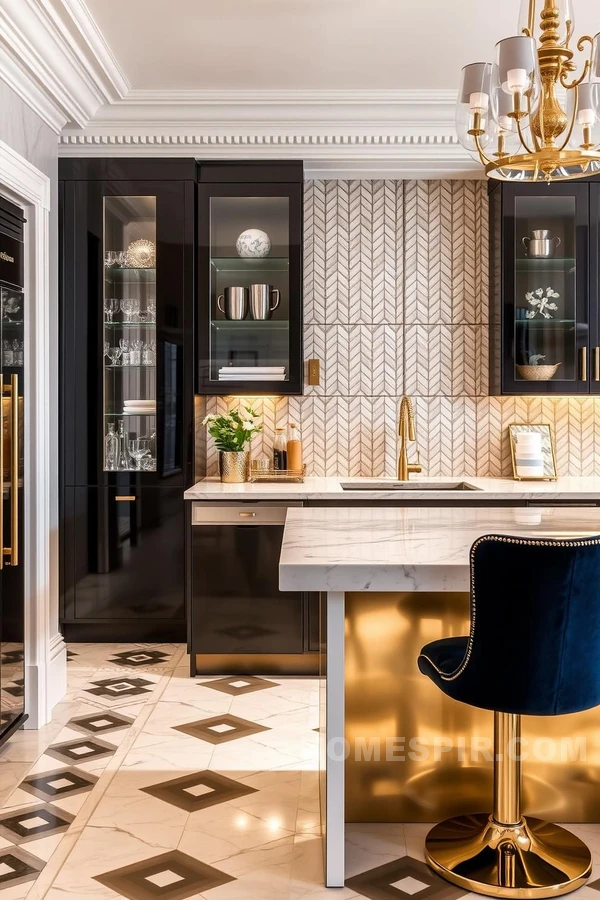 Metallic Accents in Art Deco Kitchen