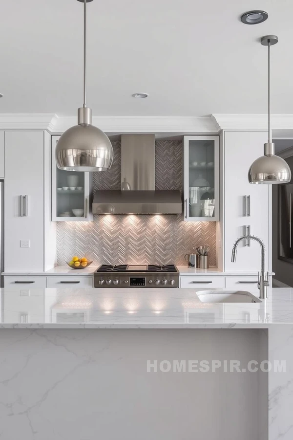 Metallic Backsplash Shimmer with Marble Glam