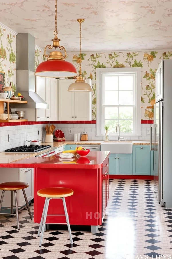 Mid Century Lighting In Whimsical Kitchen