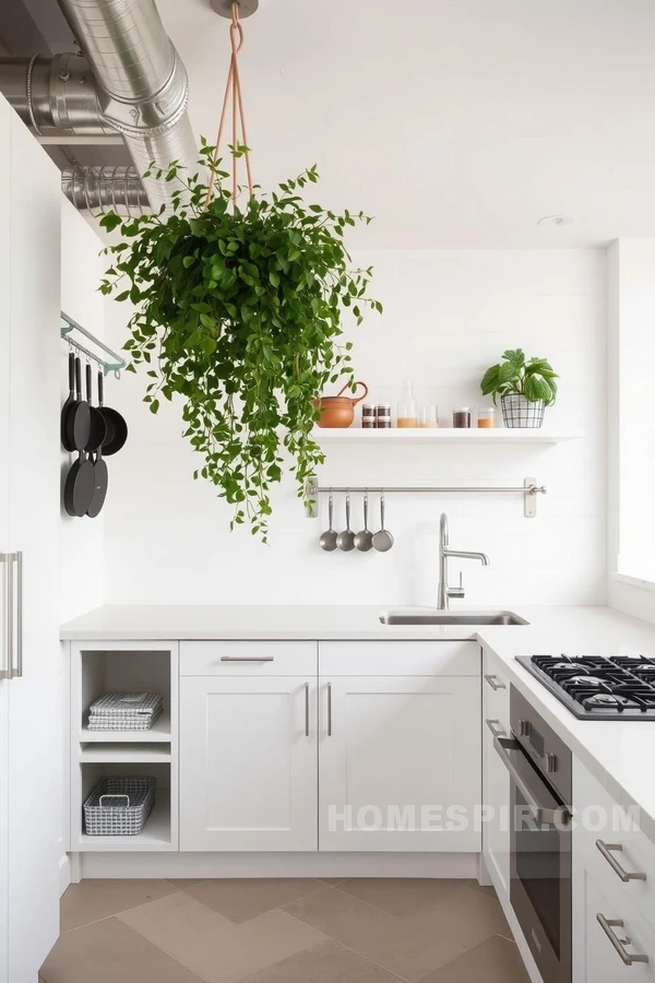 Minimal White Cabinets with Industrial Touch