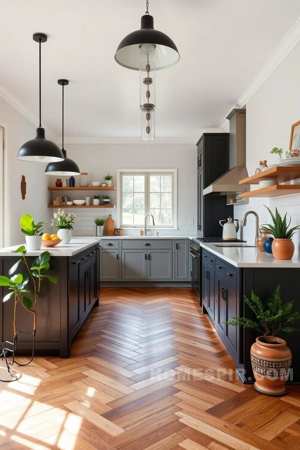 Minimalist Cabinetry with Bold Lighting