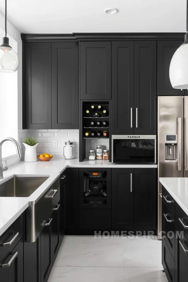 Minimalist Kitchen with Black and White Palette