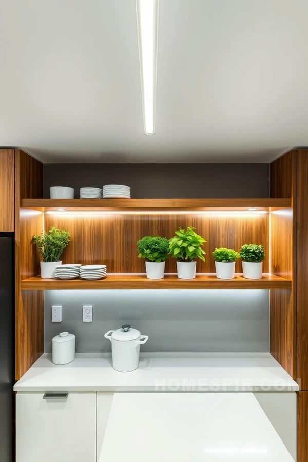 Minimalist Kitchen with Wood and Herb Accents