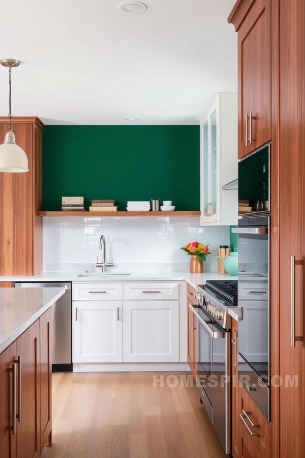 Minimalist Matte White Cabinets with Marble Island