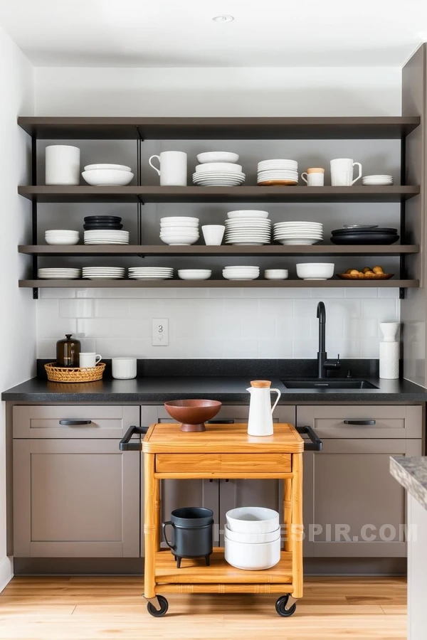 Minimalist Shelving in Zen Kitchen Style