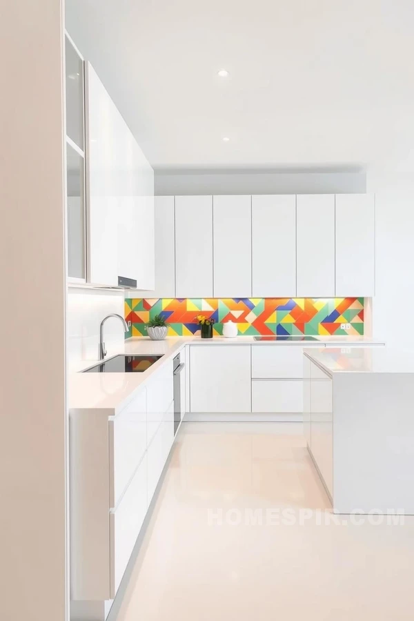 Minimalist White Kitchen with Glossy Cabinets