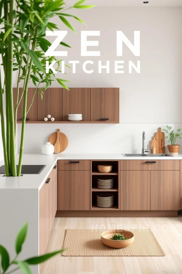 Minimalist Zen Kitchen Design Bamboo Accents