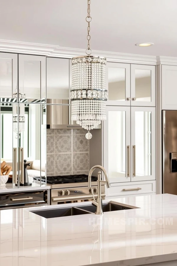 Mirrored Cabinets Add Glam to Kitchen Space