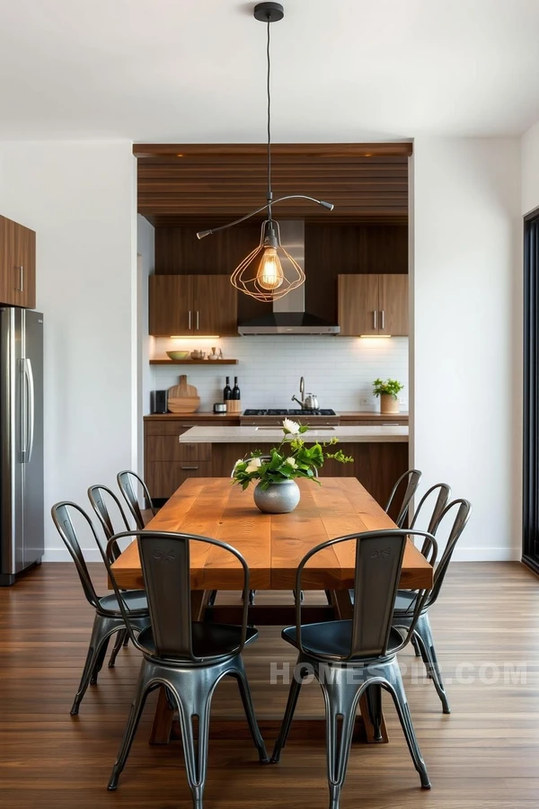 Mix of Materials in Inviting Dining Area