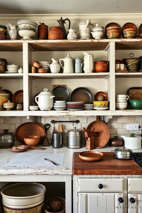 Mix of Textures in Rustic Vintage Shelving