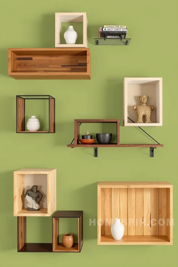 Mixed Material Geometric Shelving Designs