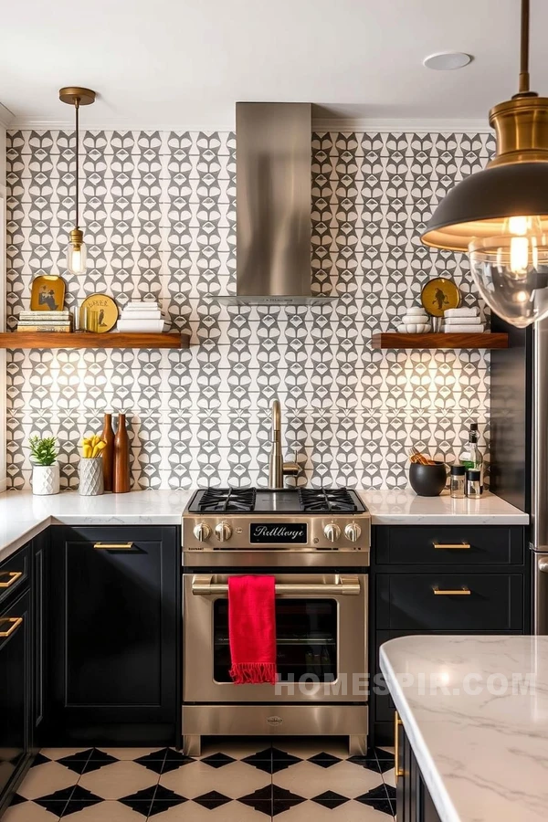 Modern Art Deco Kitchen with Bold Lighting