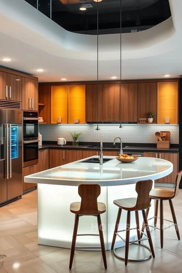 Modern Bar Stools in High-Tech Retro Kitchen