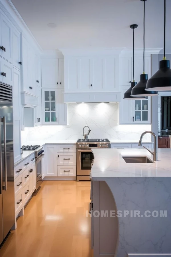 Modern Chic Kitchen with Sleek Marble Island