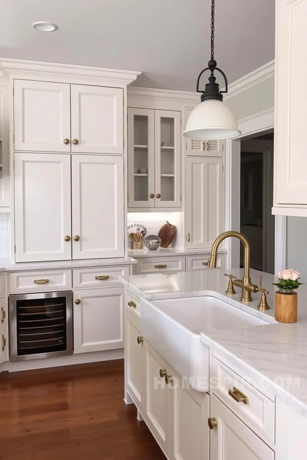 Modern Colonial Kitchen with White Shaker Cabinets