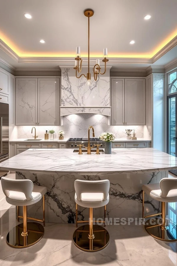 Modern Glam Kitchen with Opulent Island