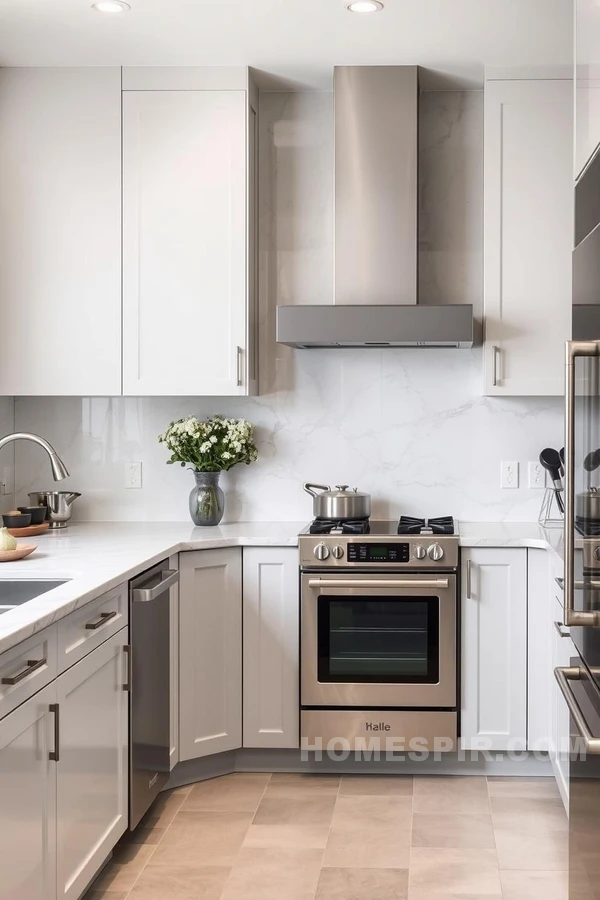 Modern Gray Kitchen with Stainless Steel Accents