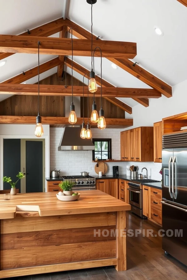 Modern Industrial Kitchen with Edison Bulbs