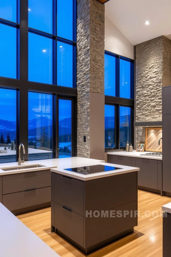 Modern Kitchen Design with Stone Charm