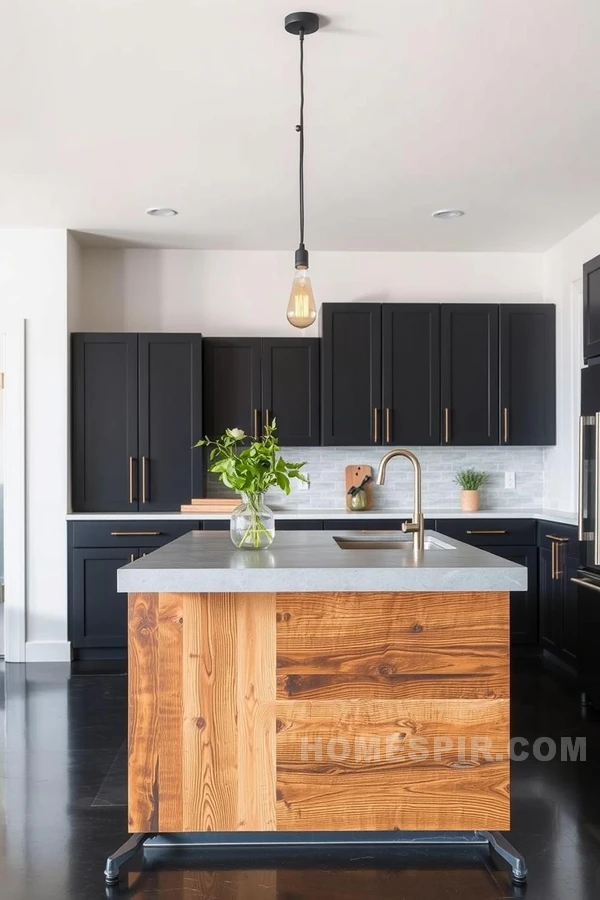 Modern Kitchen Island with Edison Bulb Accents