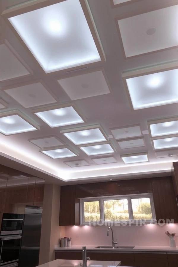 Modern Kitchen with Illuminated Ceiling Design