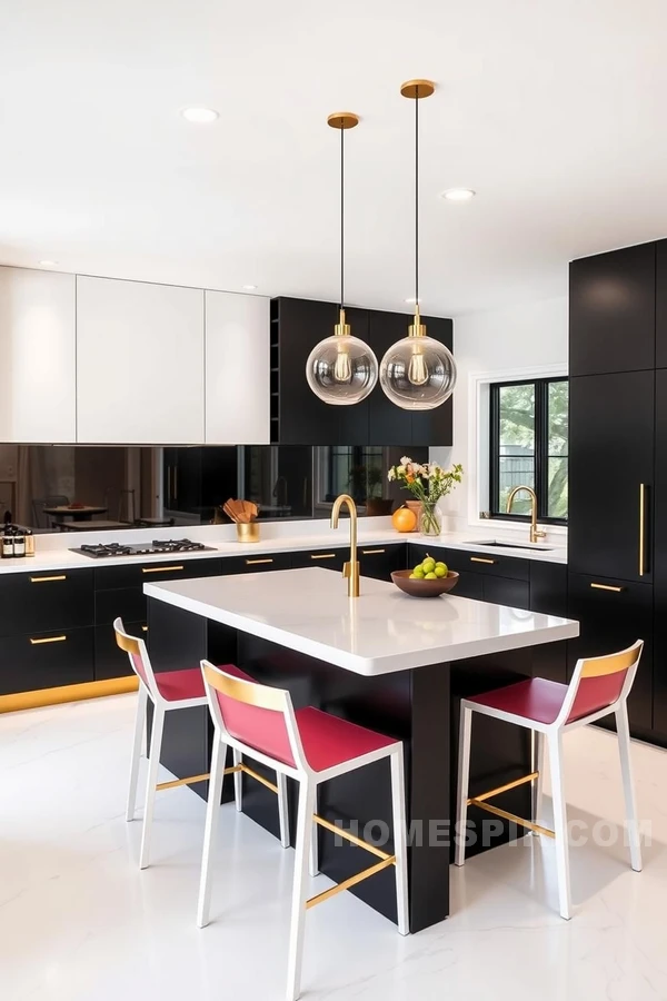 Modern Lighting in Chic Kitchen Space