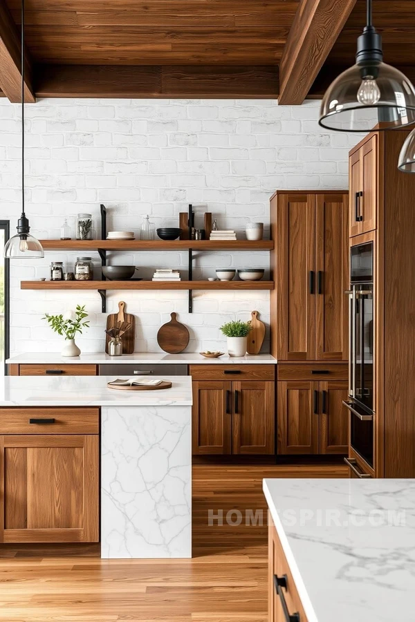 Modern Lighting in Rustic Kitchen