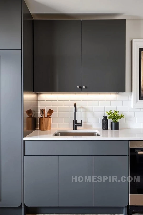 Modern Minimalism with Subway Tile Backdrop