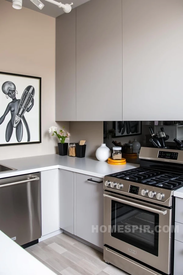 Modern Urban Kitchen with Unique Artwork