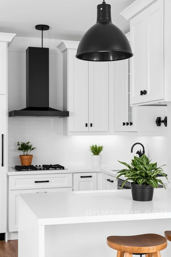 Monochrome Chic Kitchen Design with Bold Hardware