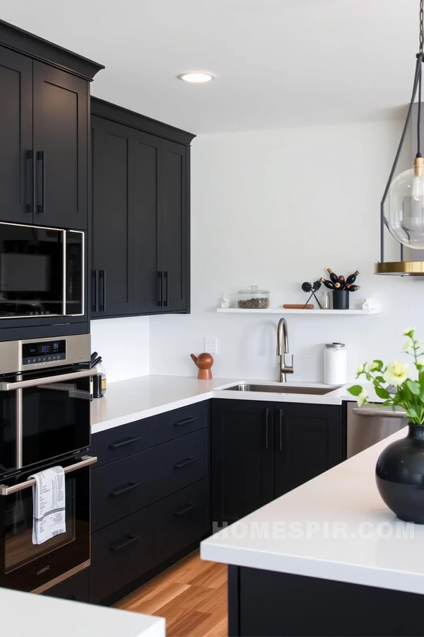 Monochrome Chic Kitchen with Minimalist Flair