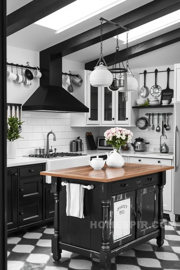 Monochrome Kitchen with Antique Touch