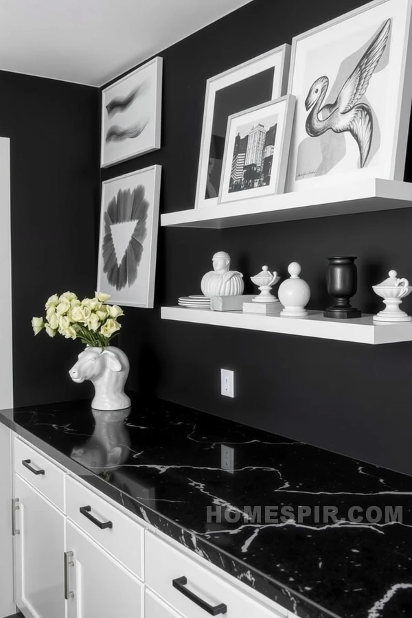 Monochrome Kitchen with Artistic Flair