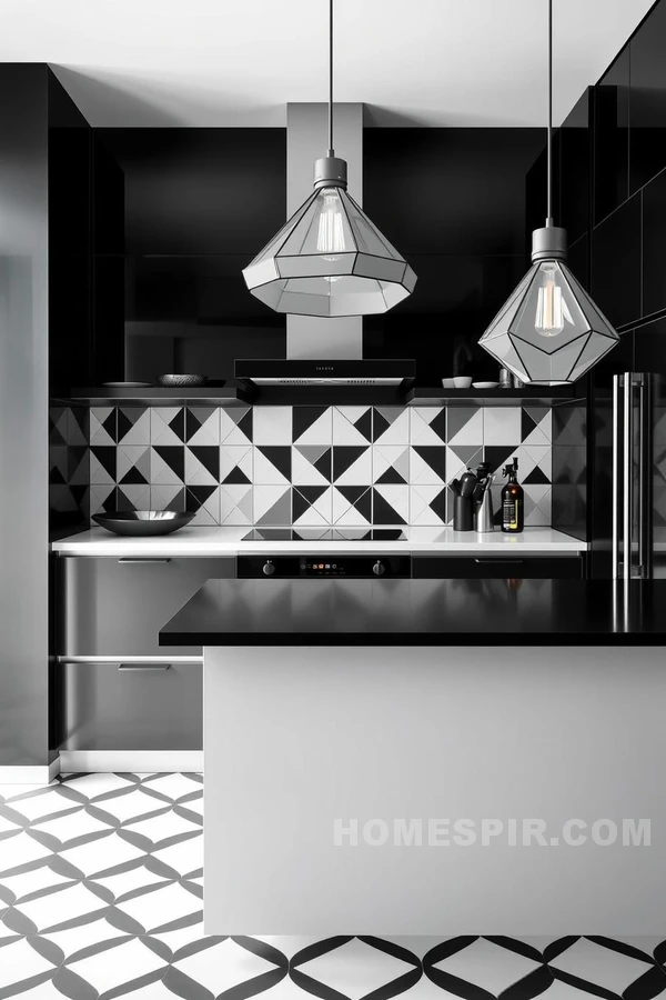 Monochrome Kitchen with Bold Geometry