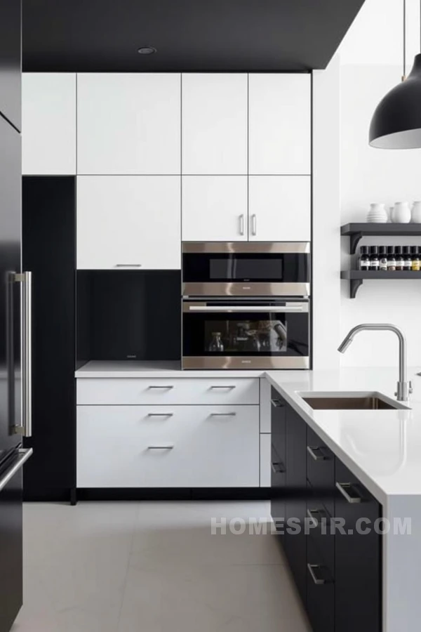 Monochrome Kitchen with Integrated Functionality