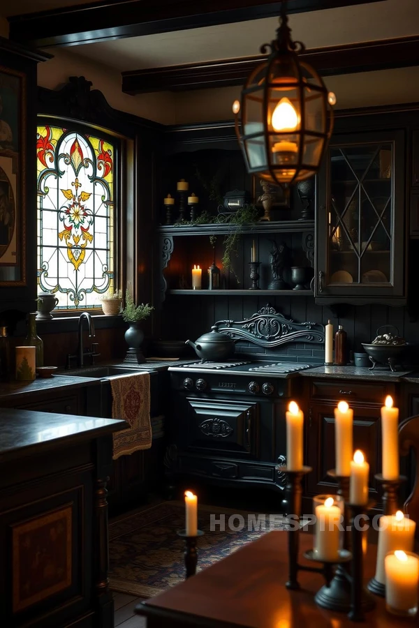 Moody Victorian Kitchen with Dark Elegance