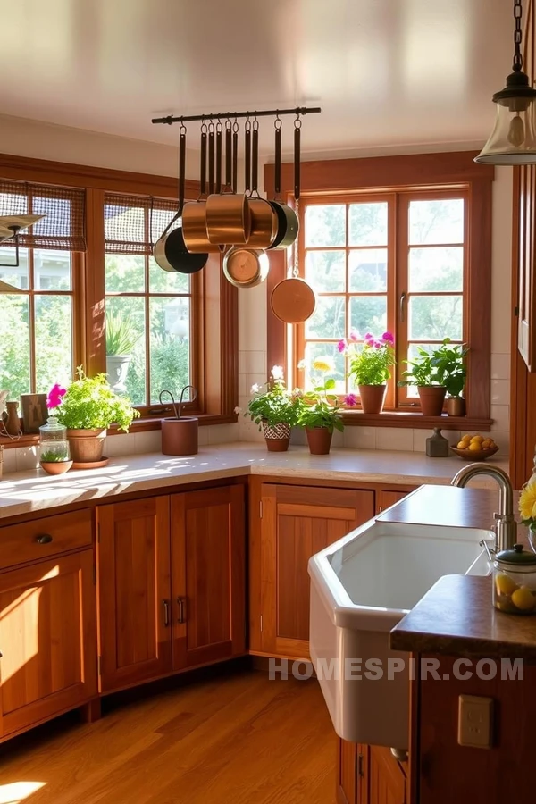 Morning Glow on Artisan Wooden Cabinets