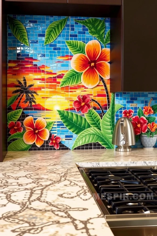 Mosaic Tiles for Exotic Kitchen Focal Point