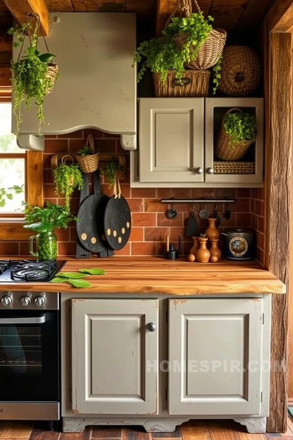 Moss Green Accents Enhance Natural Kitchen