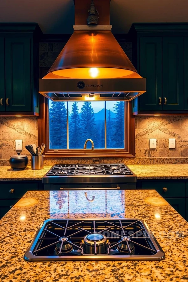 Mountain Cabin Kitchen In Warm Twilight